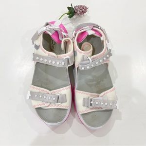 ASH Adapt Wedge Platform Sandal Pink White Silver Size 10